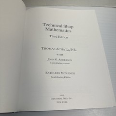 Technical Shop Mathematics 3rd Ed Thomas Achatz Industrial Press 2006 HC